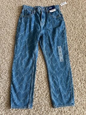 NWT Old Navy Girls (14)  Denim Jeans with White Heart Print